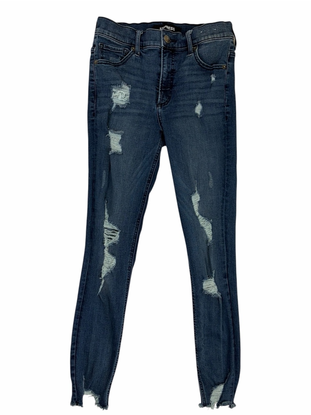Express Distressed Women's High Rise Skinny Jeans